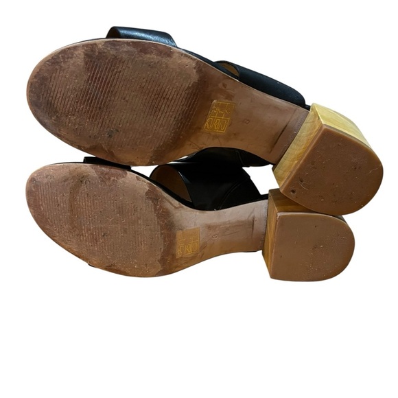 Madewell The Kiera Mule Chunky Wooden Block Black Leather Heel Sandal SZ 9 - Picture 10 of 15
